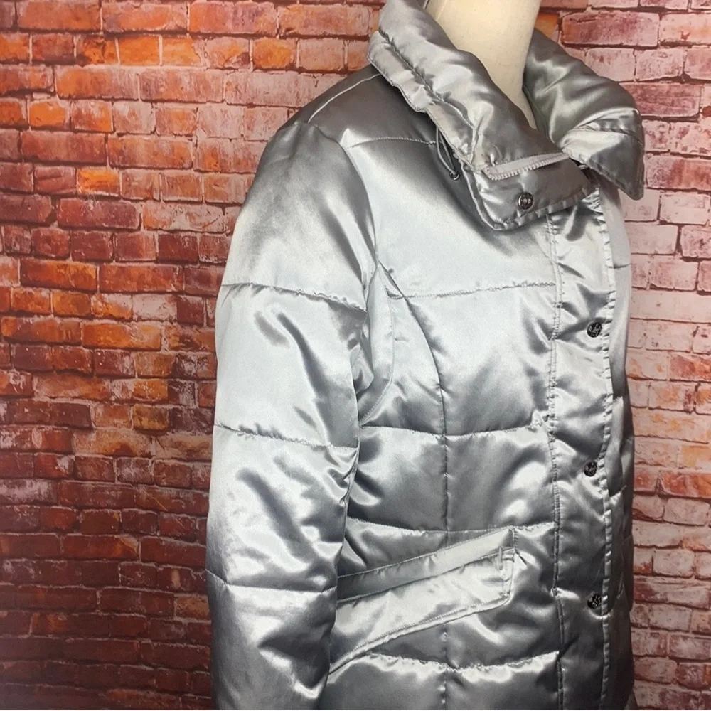Sean John Silver Mid-length Quilted Puffer Coat